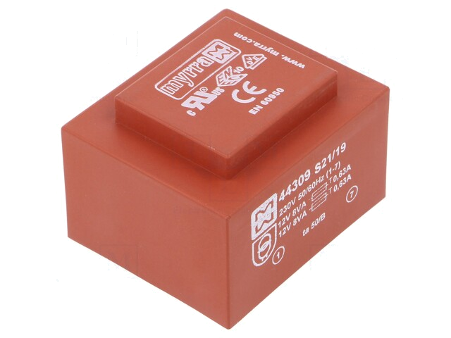 Transformator: ingegoten; 16VA; 230VAC; 12V; 12V; 667mA; 667mA; PCB Transformator: ingegoten; 16VA; 230VAC; 12V; 12V; 667mA; 667mA; PCB